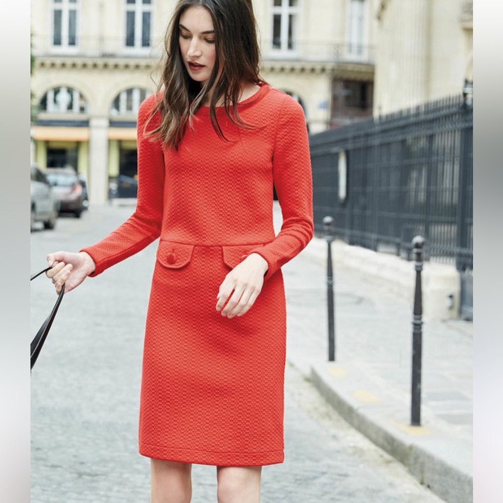 Retro Red Long-Sleeve Dress, size 6L long